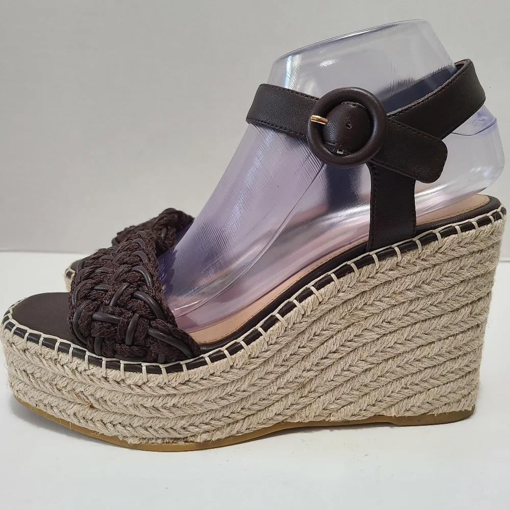 Veronica Beard Reema Ankle-Strap Wedge‎ Brown Sandal Size 8
